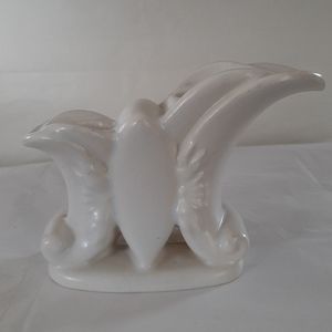 Double Lite Candlesticks Candle Holder White Glazed Ceramic 4.5"